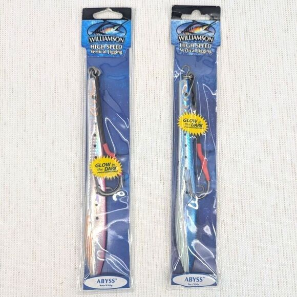 Williamson Other - 2 Williamson Lures Abyss Speed Jig Pink Blue Glow in the Dark 250G Fishing